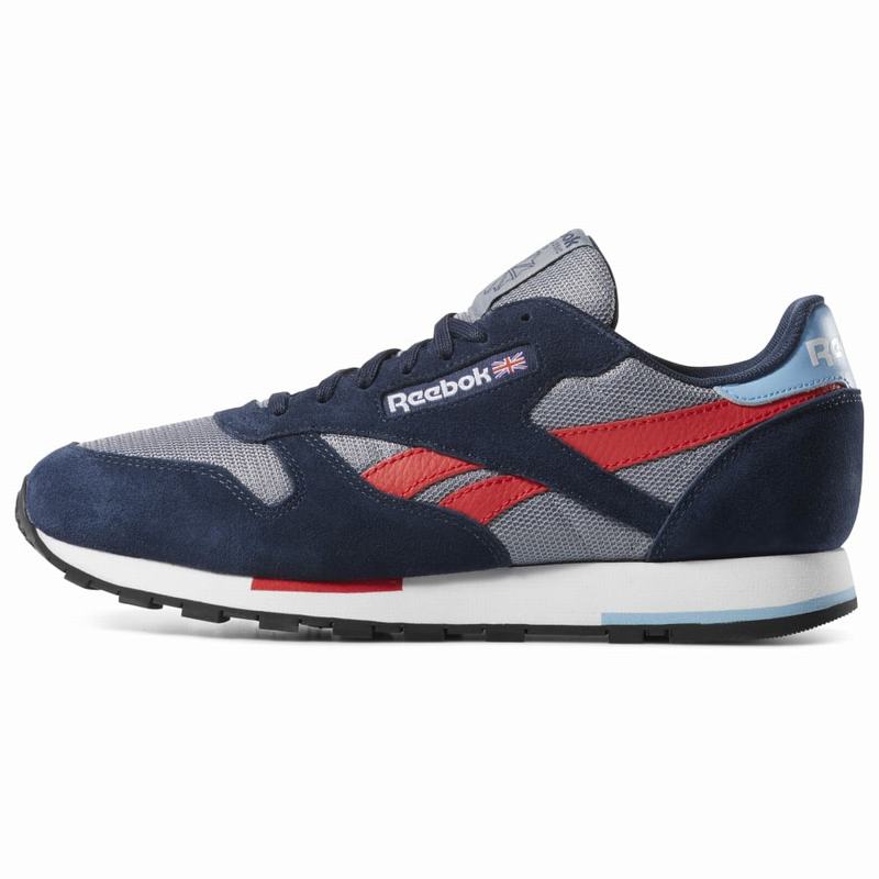 Reebok Classic Leather Tenisky Panske - Siva/Námornícka Modrá/Červené NT7003PJ